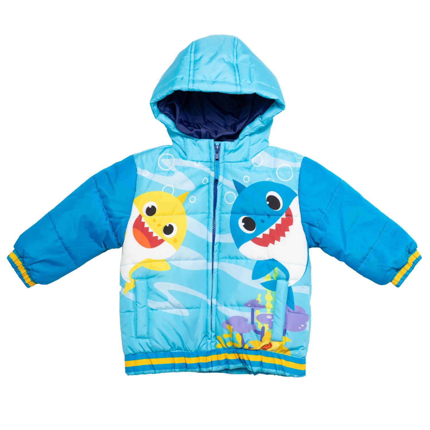 Baby Boys Pinkfong Shark Zip Up Winter Coat Puffer Jacket