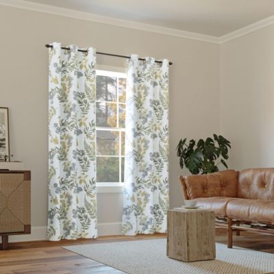 Remi Floral Leaf Print Blackout Grommet Curtain Panel