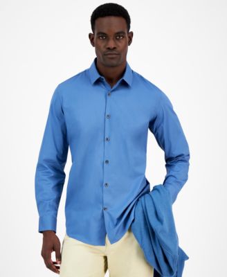 Men's Modern Classic-Fit Stretch Solid Button-Down Shirt