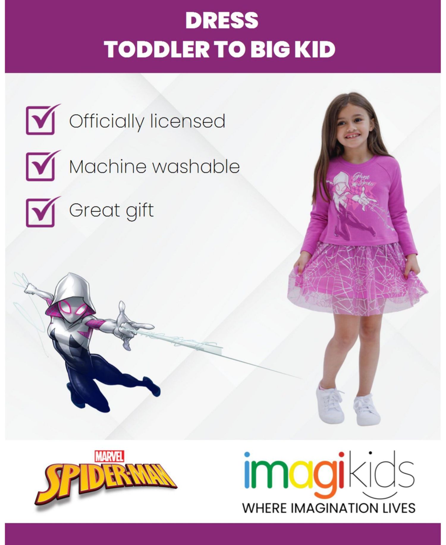 Girls Spider-Gwen Ghost Spider French Terry Dress to