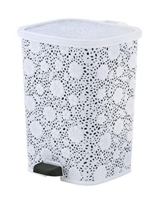 Mini 1.5 Gallon Step On Trash Can with Lid Lace Design