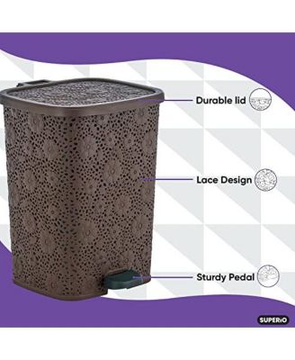 Mini 1.5 Gallon Step On Trash Can with Lid Lace Design