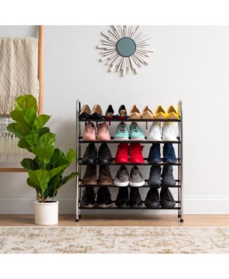 5-Tier 15 Pairs Stackable Freestanding Shoe Racks for Entryway, Silver