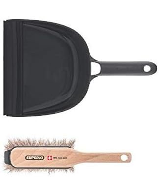 Brush &amp; Dustpan Set, Synthetic Grey &amp; White Bristles with Plastic Dustpan