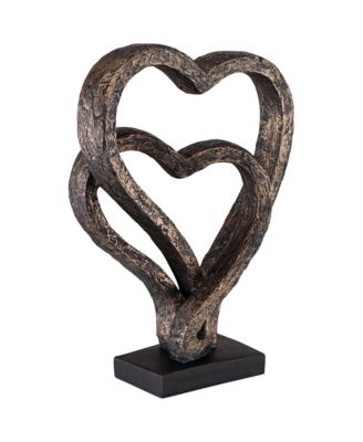 Interlocking Hearts 11 3/4" High Bronze Finish Sculpture