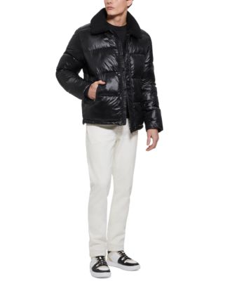 Men's Puffer Jacket with Sherpa Collar