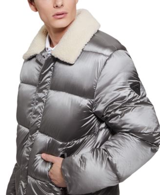 Men's Puffer Jacket with Sherpa Collar