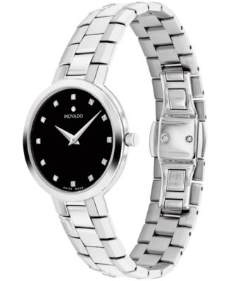 Women's Faceto Swiss Quartz Stainless Steel Diamond Accent Watch 28mm