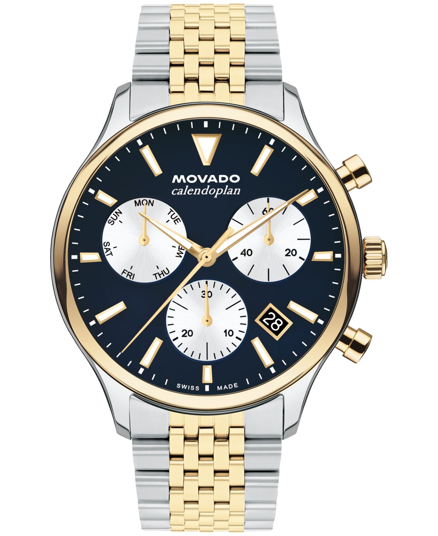 Мужские часы Movado Calendoplan Swiss Quartz Chrono Two-Tone Stainless Steel Watch 43MM — фото 1