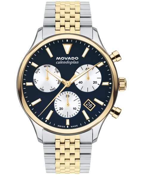 Мужские часы Movado Calendoplan Swiss Quartz Chrono Two-Tone Stainless Steel Watch 43MM