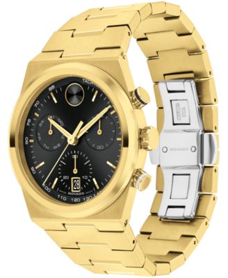 Men's Bold Quest Swiss Quartz Chrono Ionic Plated Light Gold Steel Watch 42mm