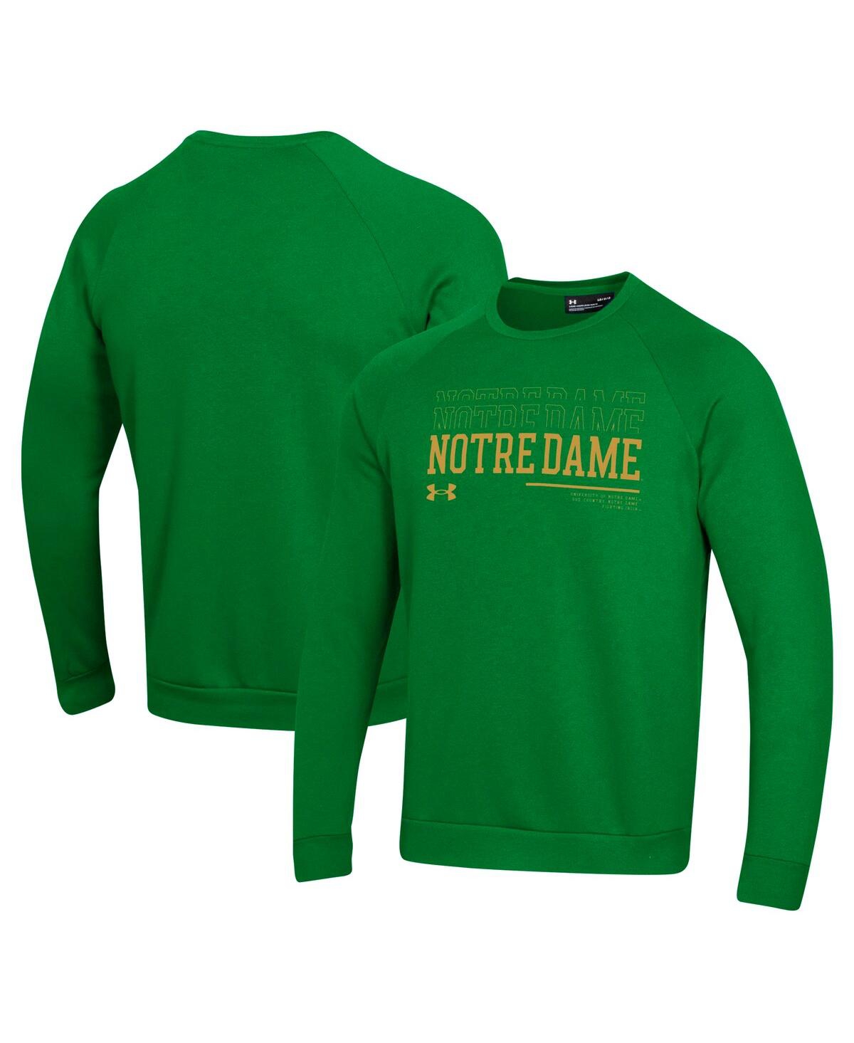 Men's Green Notre Dame Fighting Irish 2024/25 Sideline Wordmark Rival Raglan Pullover Sweatshirt - Green
