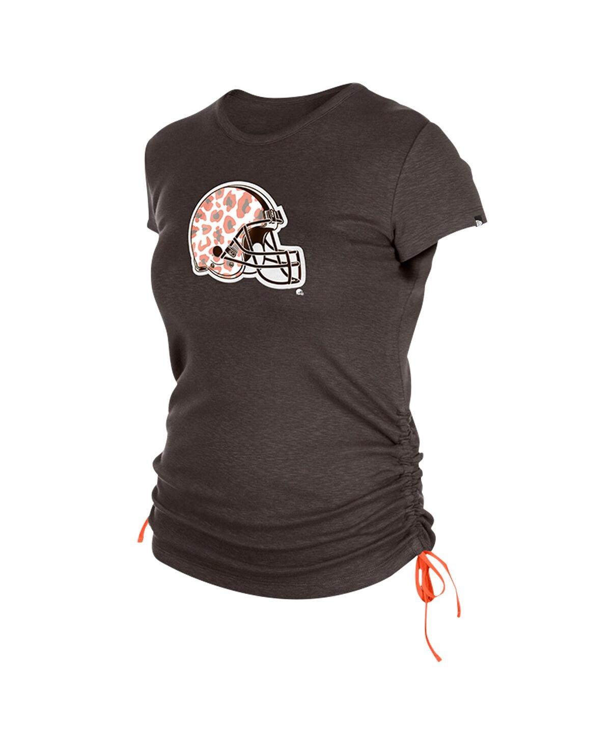 NEW ERA WOMEN'S BROWN CLEVELAND BROWNS RUCHED SIDE T-SHIRT 
