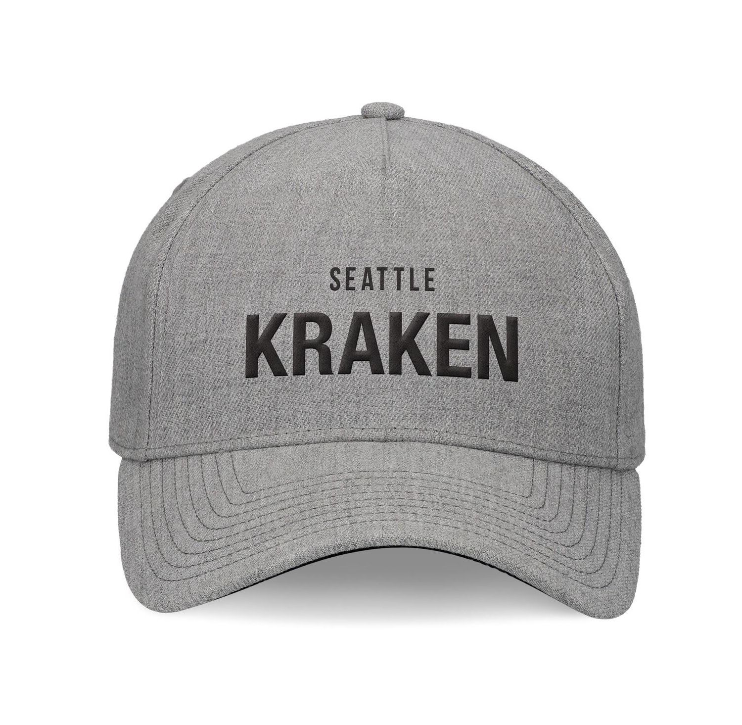 Men's Heather Gray Seattle Kraken Elements A-Frame Leather Strapback Hat
