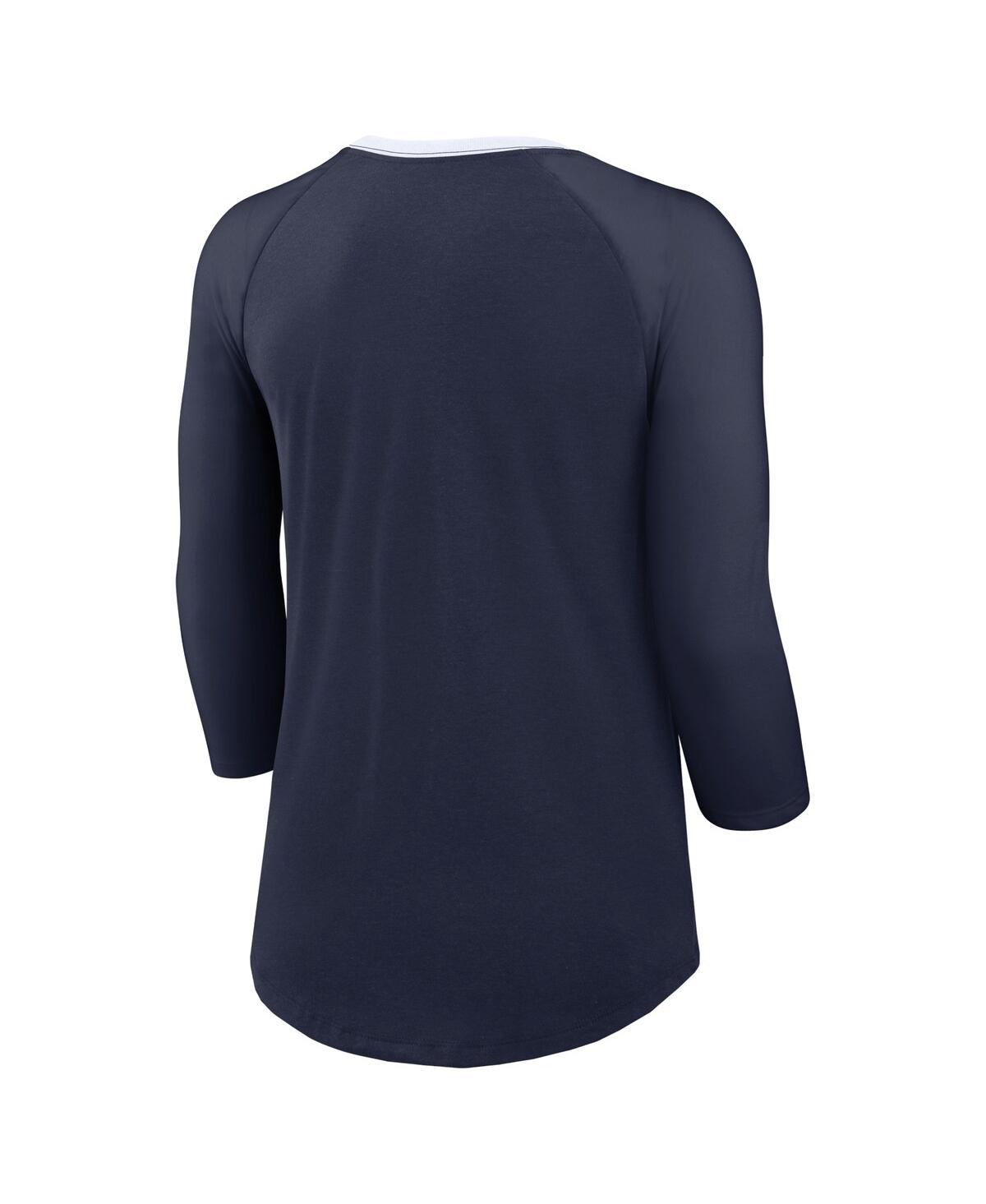 Nike Women's Navy Dallas Cowboys Raglan 3/4 Sleeve T-shirt In Navy,white