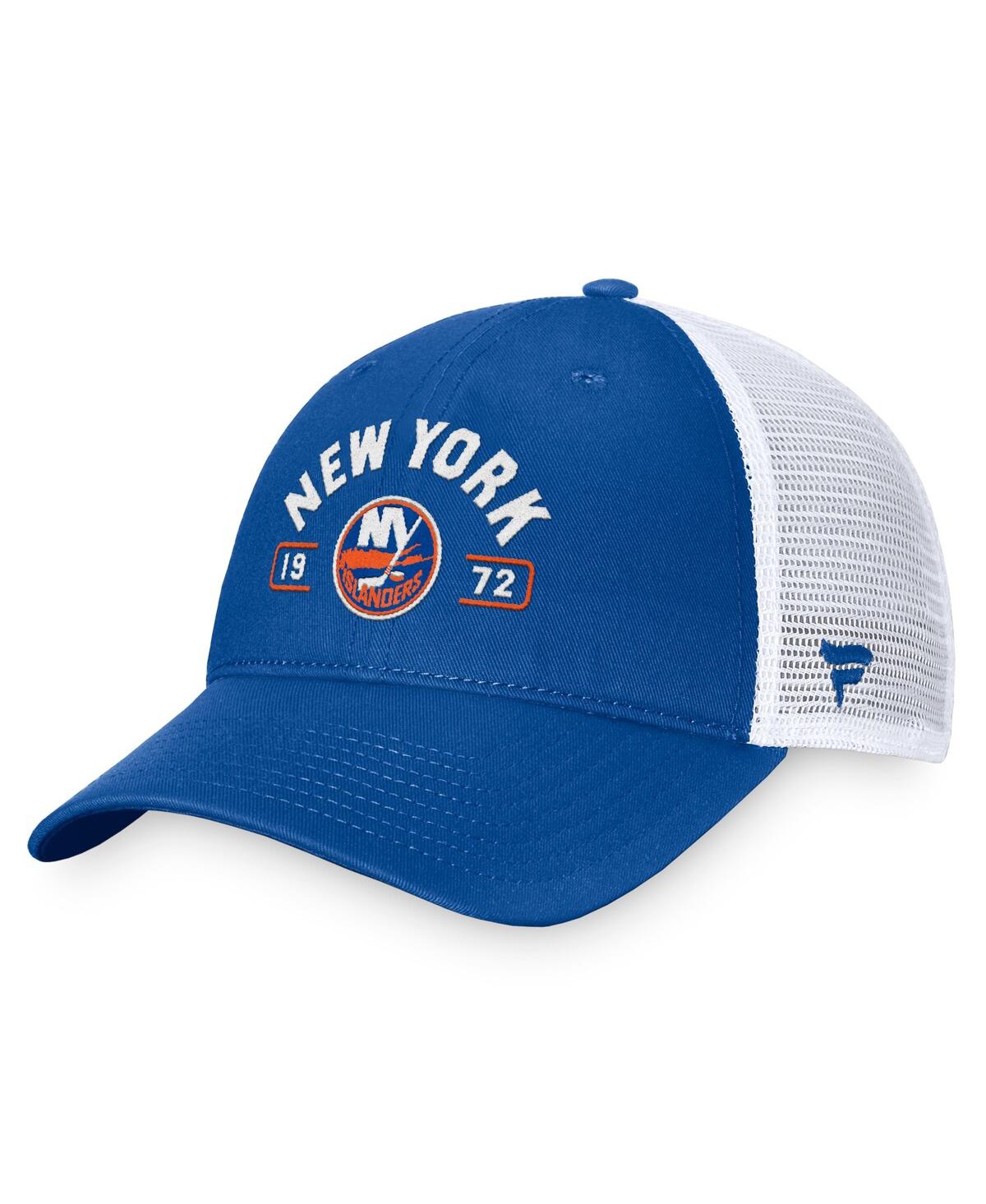 Fanatics Men's Royal/white New York Islanders Free Kick Trucker Adjustable Hat In Royal,white