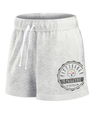 Women's Oatmeal Pittsburgh Steelers Vintage Badge Shorts