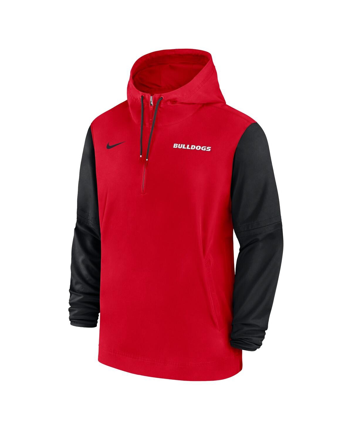 Nike Men'sGeorgia Bulldogs 2024 Sideline Pregame Player Half-Zip Hoodie - Red, Black