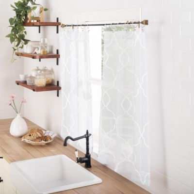 Allerton Embroidered Trellis Light Filtering Rod Pocket Kitchen Curtain Valance and Tiers Set