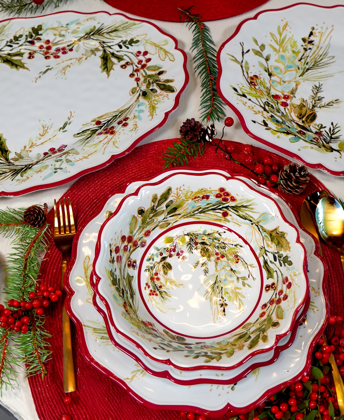 Certified International Christmas Gatherings 2-Pc. Melamine Platter Set