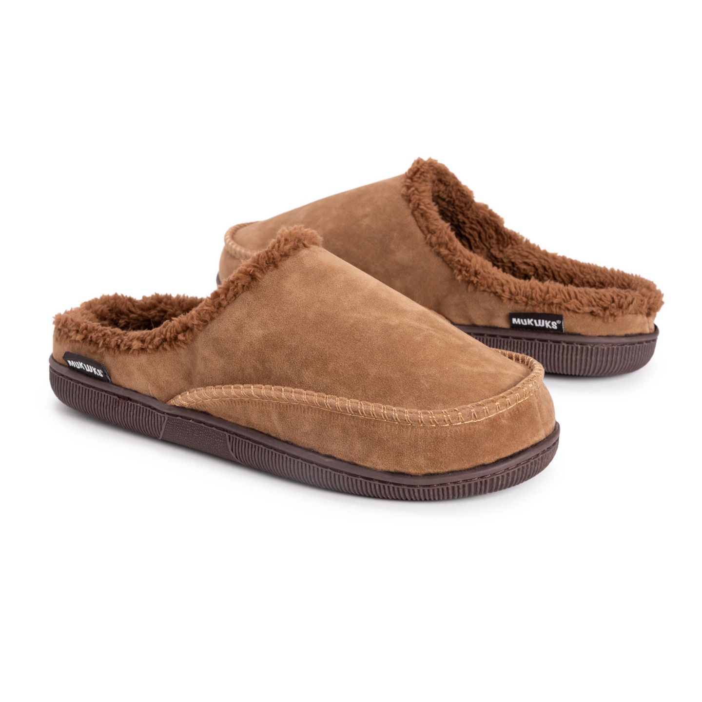 Мужские сабо MUK LUKS Faux Suede Clog Slippers, цвет: Верблюжий — фото 5