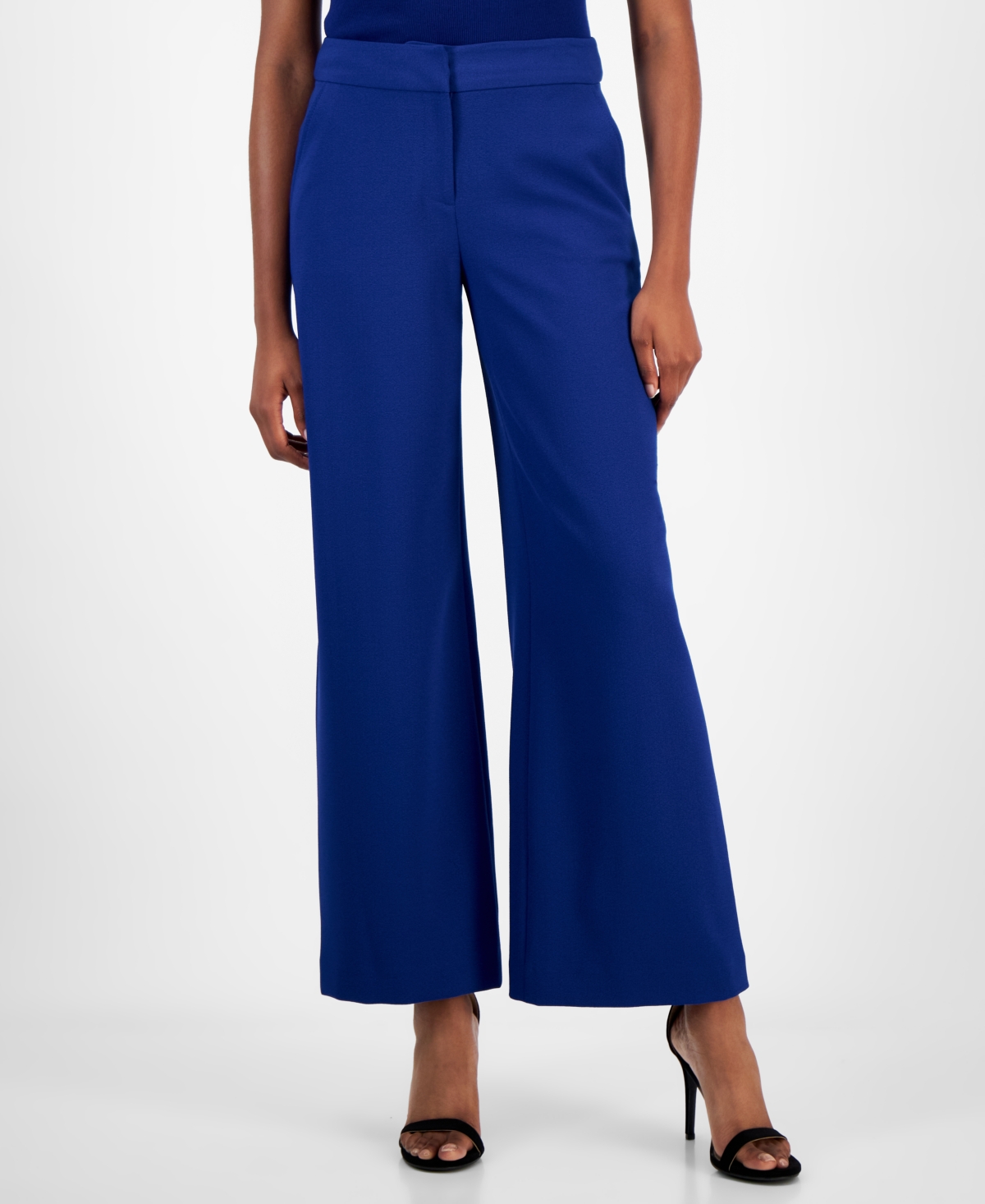 Shop Tahari Asl Women's Wide-leg Mid-rise Pants In Cobalt