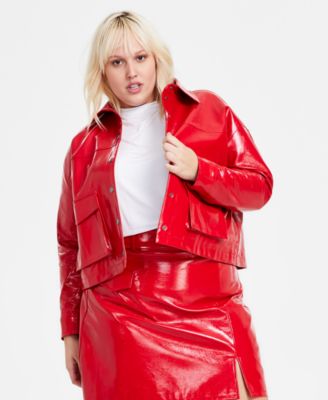 Bar III - Trendy Plus Size Faux-Leather Snap-Front Jacket