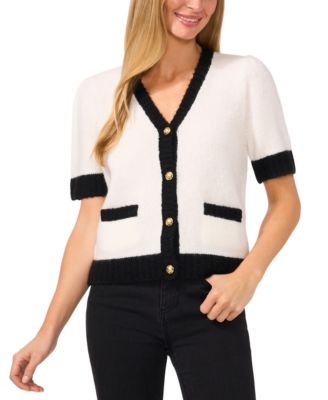 Women s Tipped Short Sleeve Cardigan