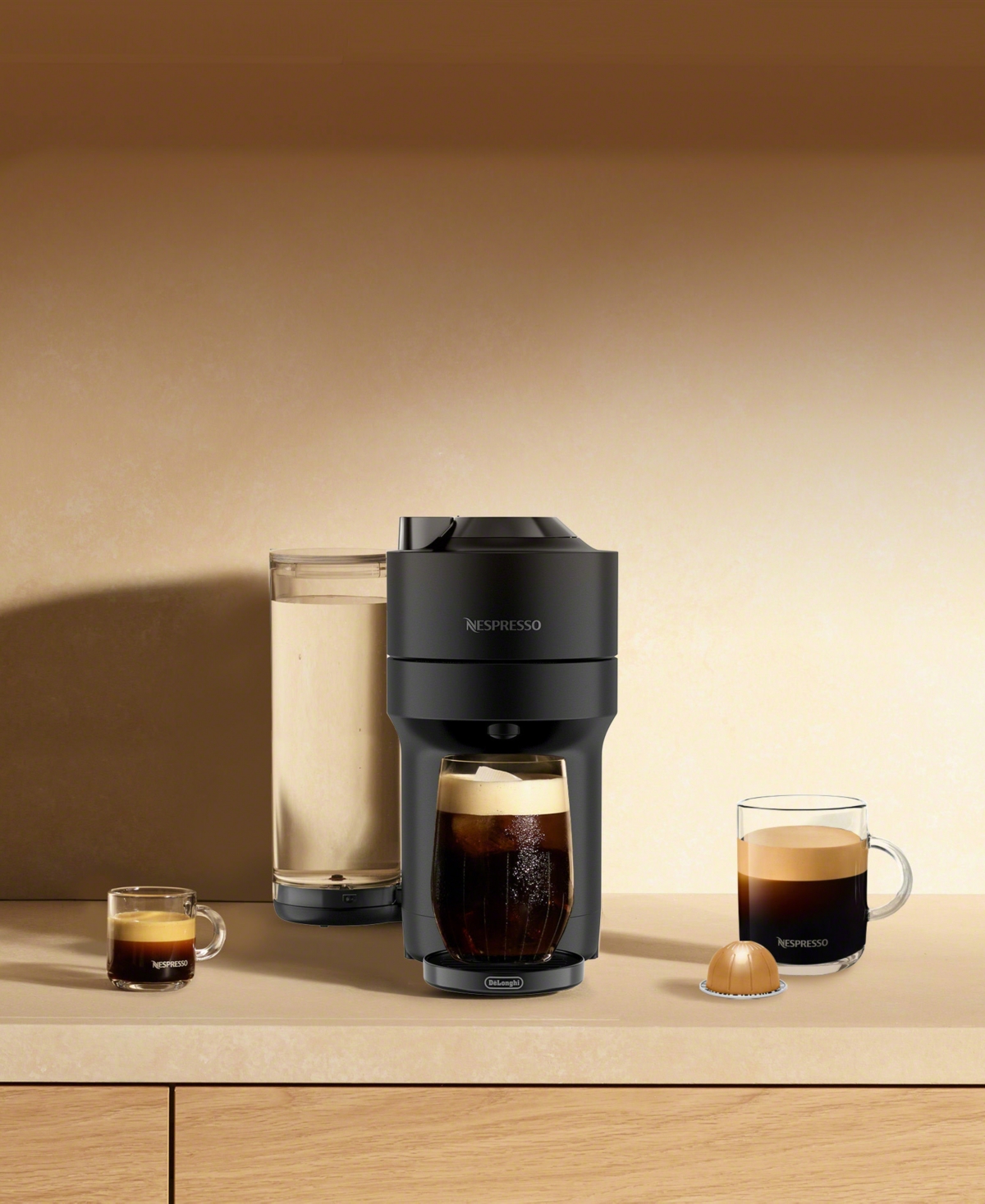 Nespresso Vertuo Pop+ Deluxe Matte Black Coffee Maker & Espresso Machine By De'longhi In Black Matte
