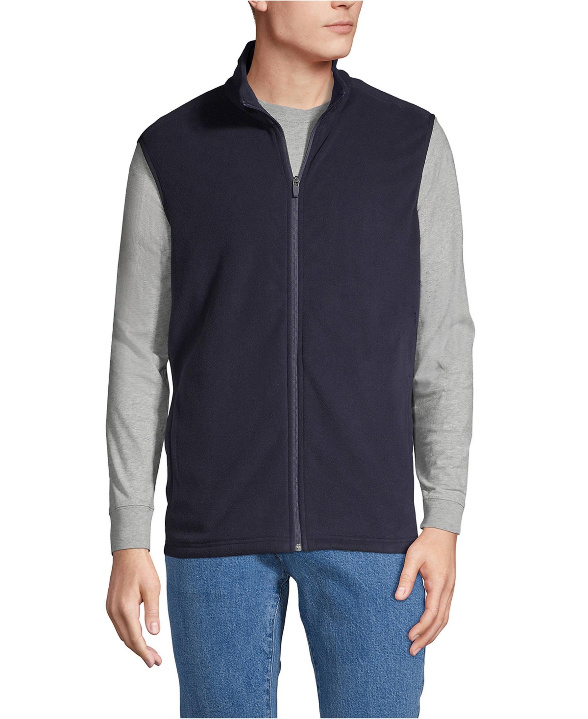 Lands End Men s School Uniform Thermacheck 100 Fleece Vest Rich red Smart Closet