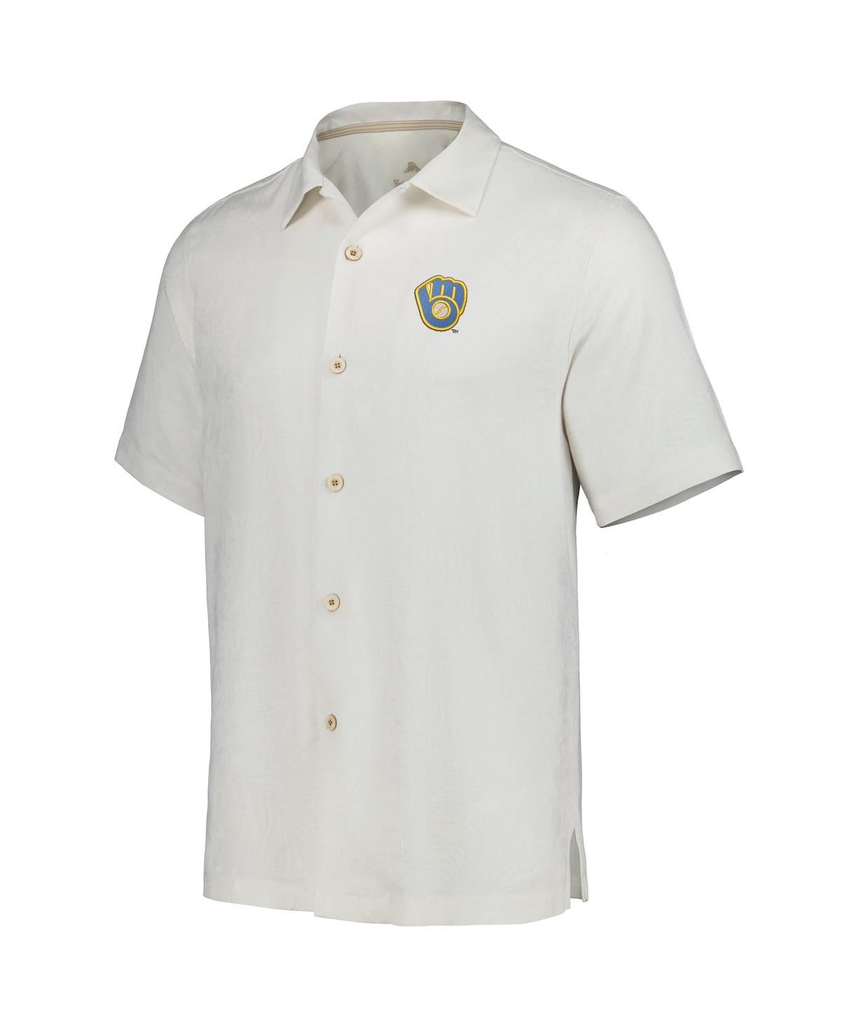 Tommy Bahama Men'sMilwaukee Brewers Sport Tropic Isles Camp Button-Up Shirt - White