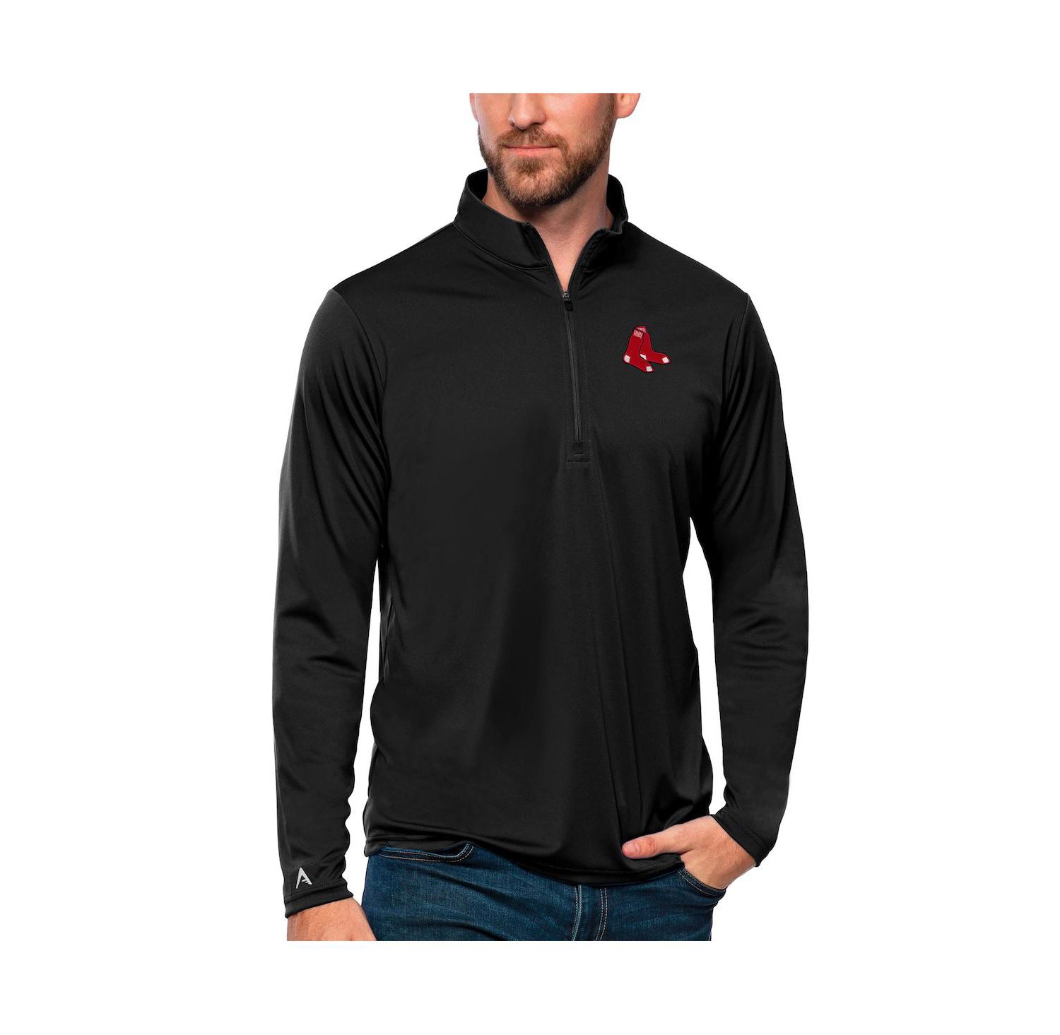 Men's Black Boston Red Sox Tribute Quarter-Zip Pullover Top