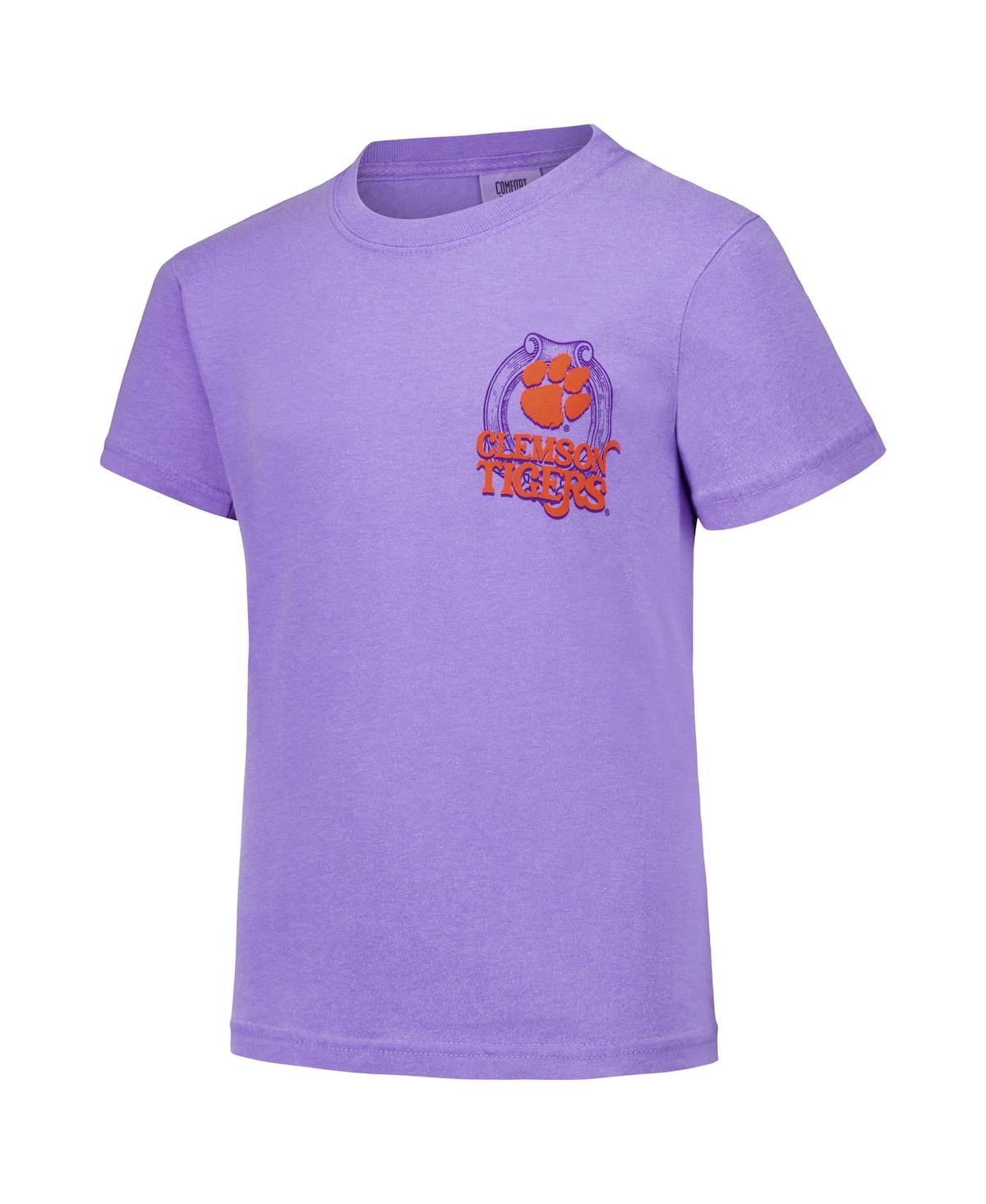 Image One Big Boys and GirlsClemson Tigers Hyperlocal Comfort Colors T-Shirt - Purple