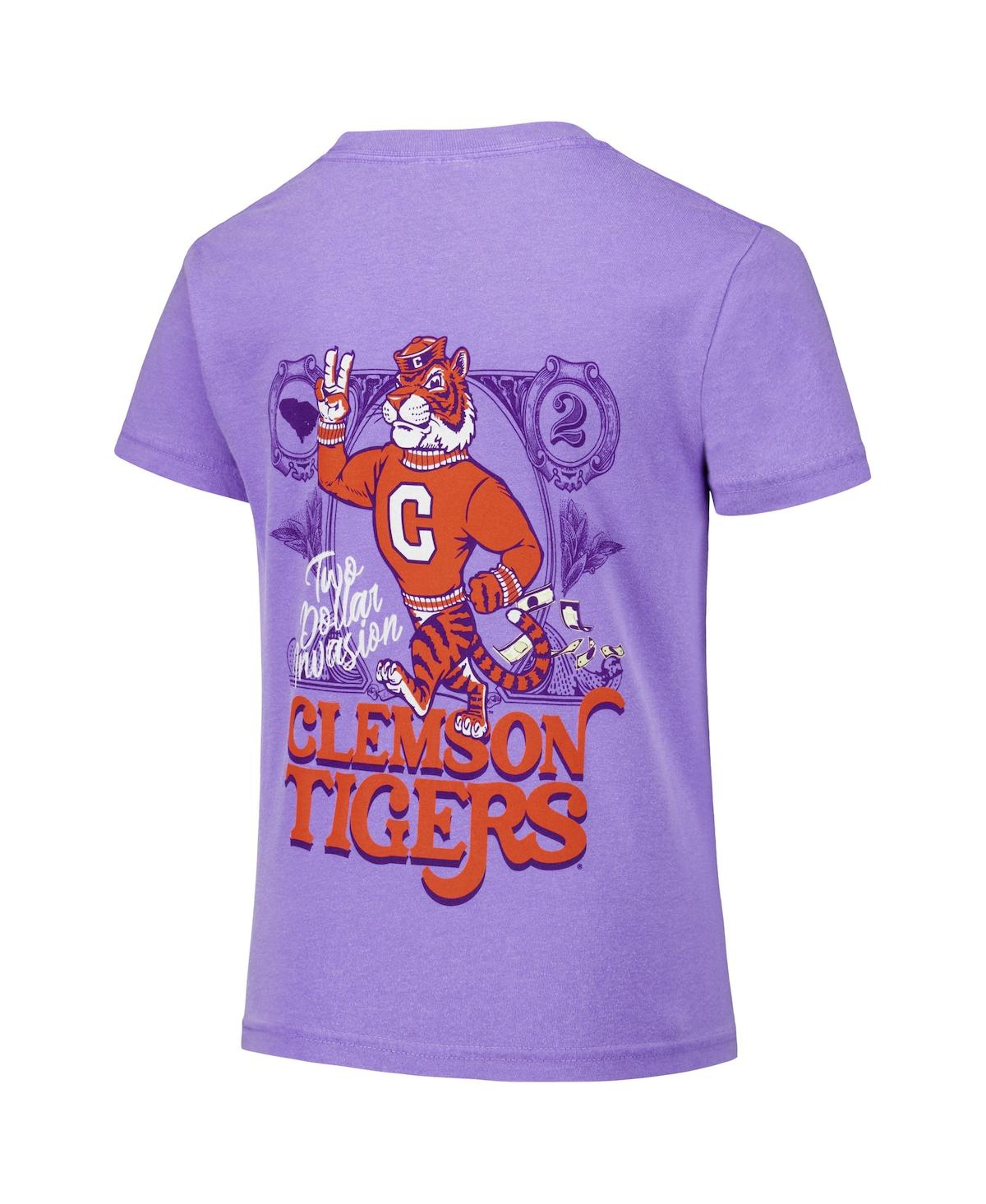 Image One Big Boys and GirlsClemson Tigers Hyperlocal Comfort Colors T-Shirt - Purple