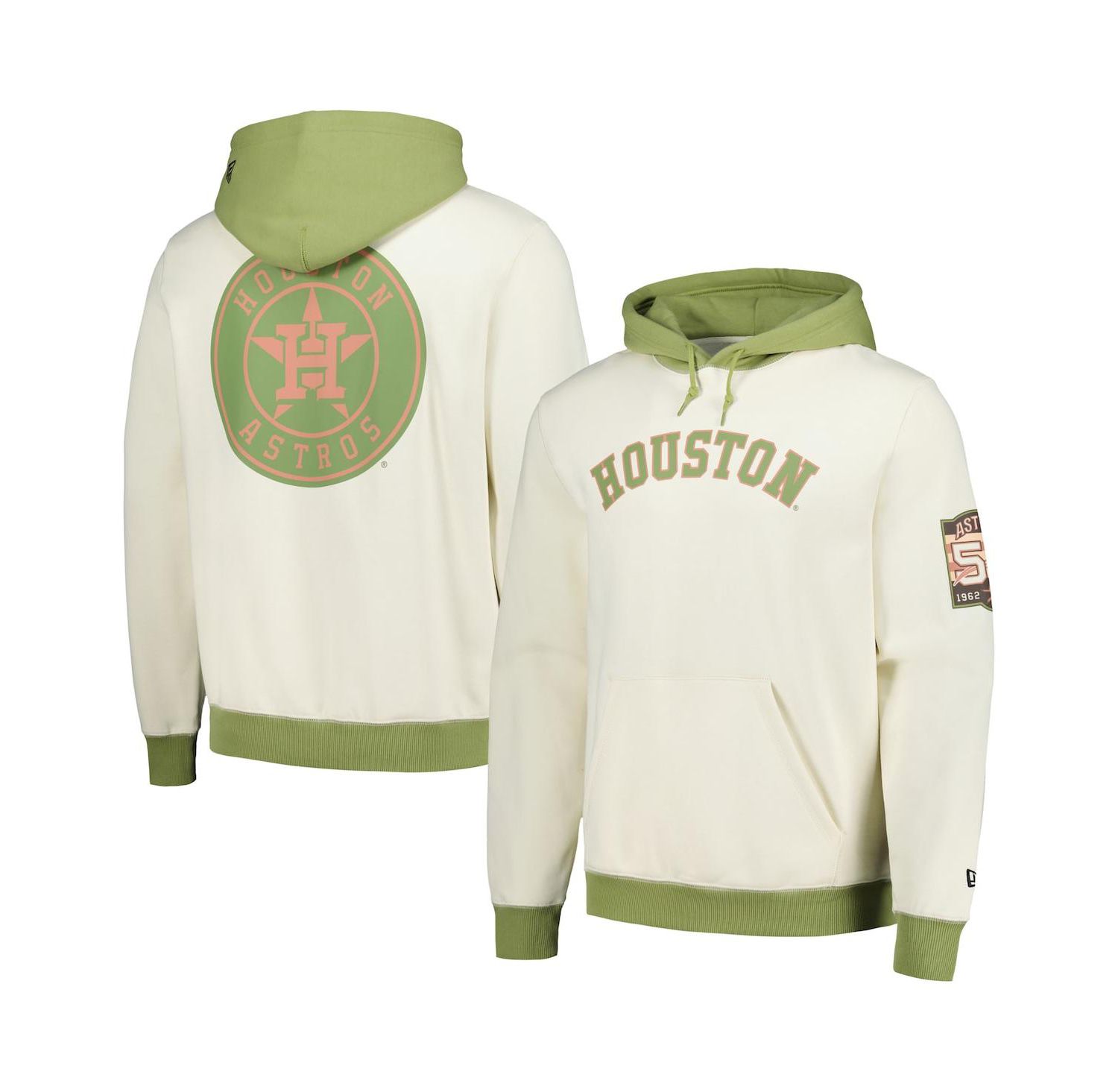 Men's Cream/Green Houston Astros Color Pop Pullover Hoodie