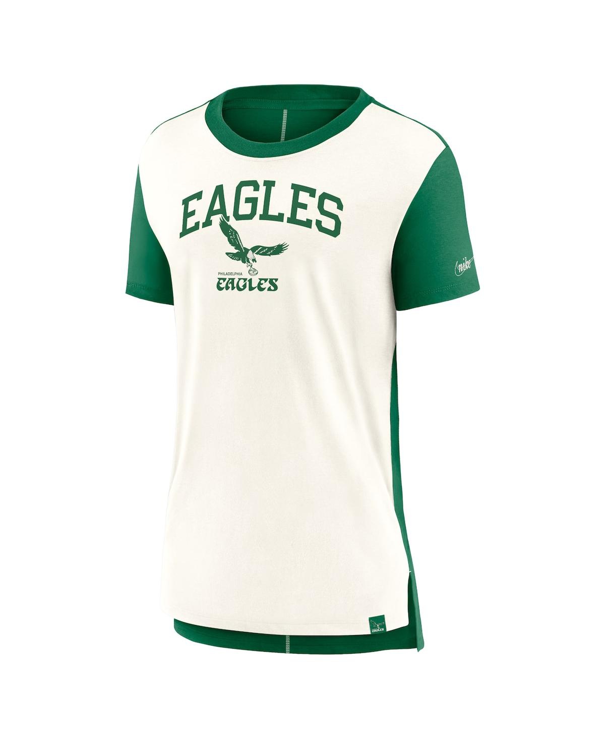 Nike Women's Cream/kelly Green Philadelphia Eagles Wordmark Tri-blend T-shirt In Cream,kelly Green