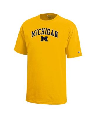 Big Boys and Girls Maize Michigan Wolverines Arch Over Logo T-Shirt