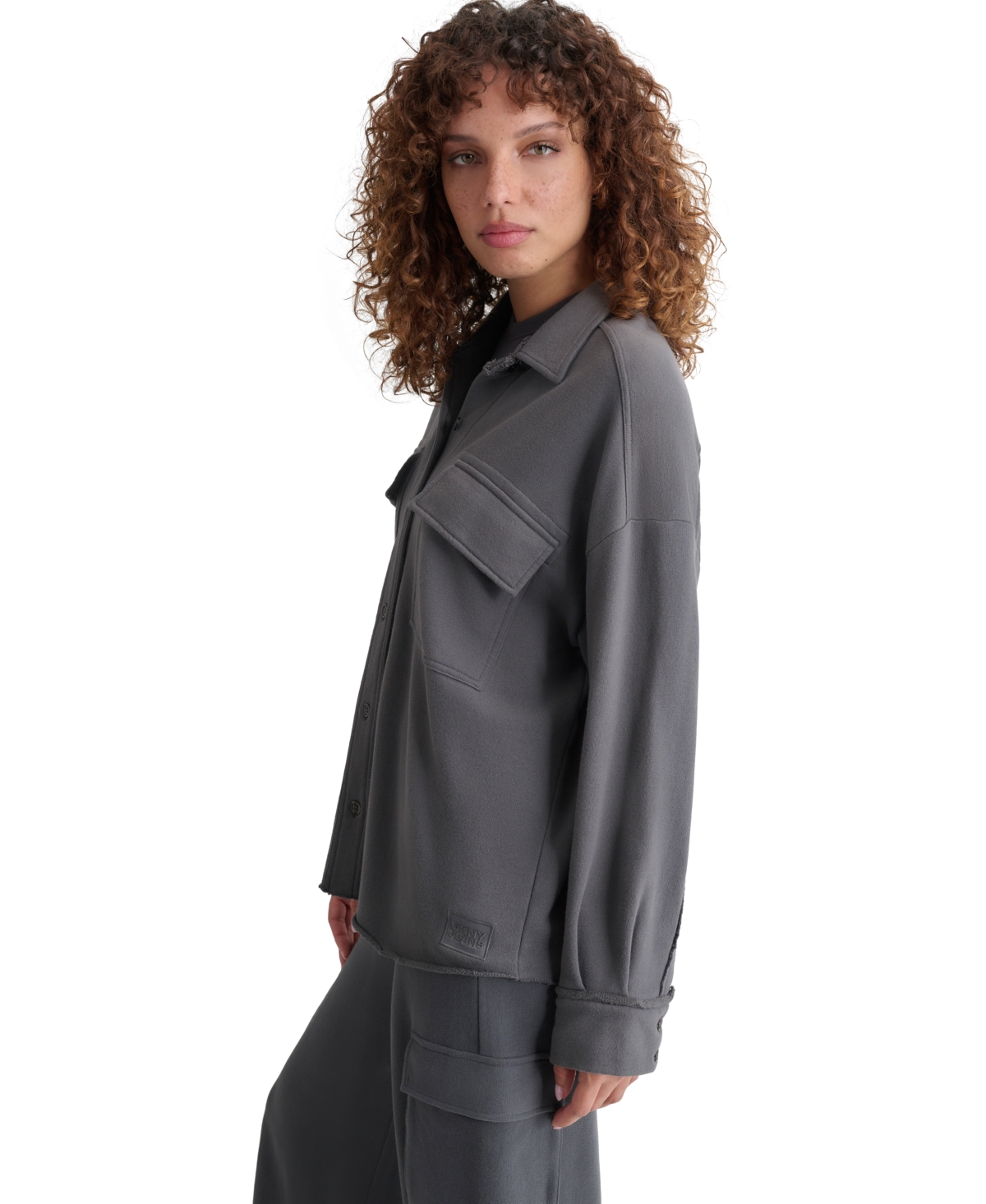 Dkny Jeans Women's Relaxed Cotton Shirt Jacket In Forged Iron