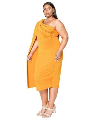 Plus Size Spade One Shoulder Cape Dress