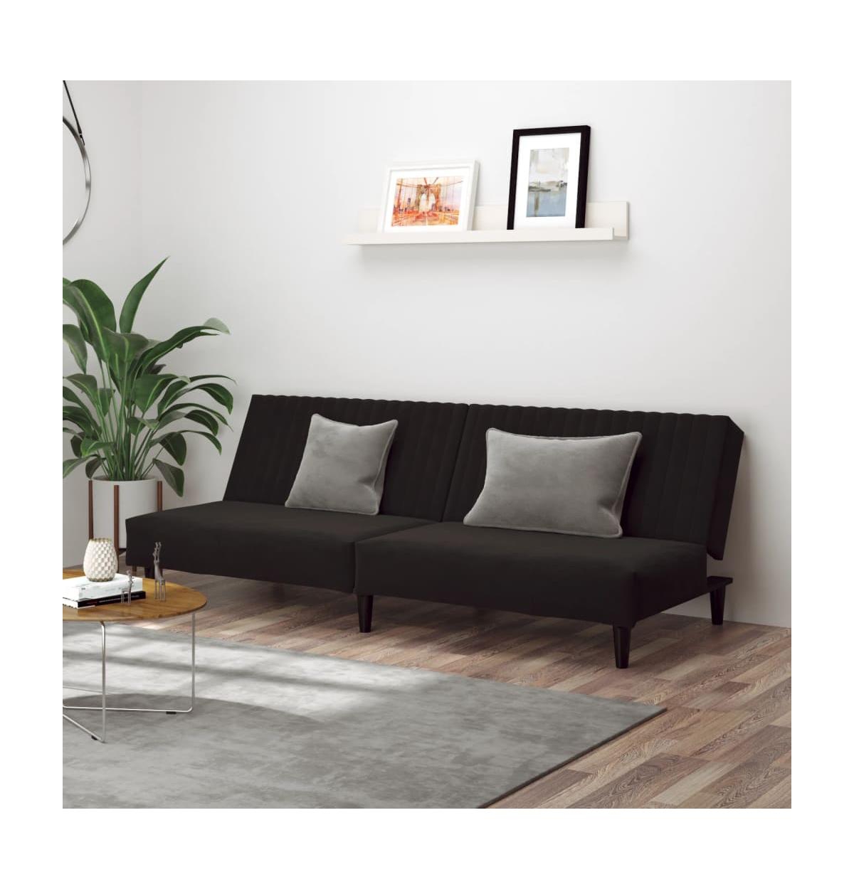 vidaXL 2-Seater Sofa BedVelvet - Black