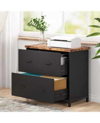 2-Drawer File Cabinet, Wood Lateral Filing Cabinet, Home Office File Cabinet for A4, Letter Size