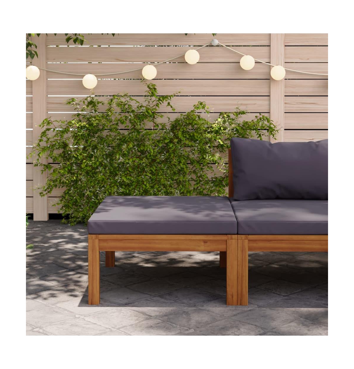 vidaXL Footrest with DarkCushion Solid Acacia Wood - Gray