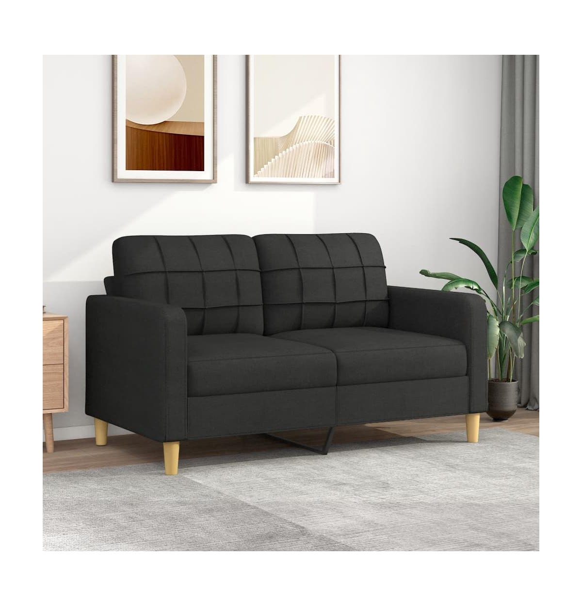 vidaXL 2-Seater SofaFabric - Black