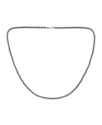 Bali Style Thin .925 Sterling Silver Coreana Black Antiqued Popcorn Chain Necklace 3MM