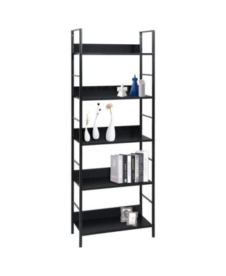 5-Layer Book Shelf Black 23.6"x10.9"x62.4" Engineered Wood