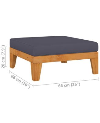 Sectional Footrest with Dark Gray Cushion Solid Acacia Wood