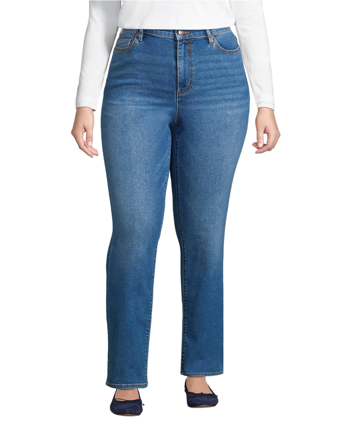 Women's Plus Size Recover High Rise Straight Leg Blue Jeans - Indigo tide blue