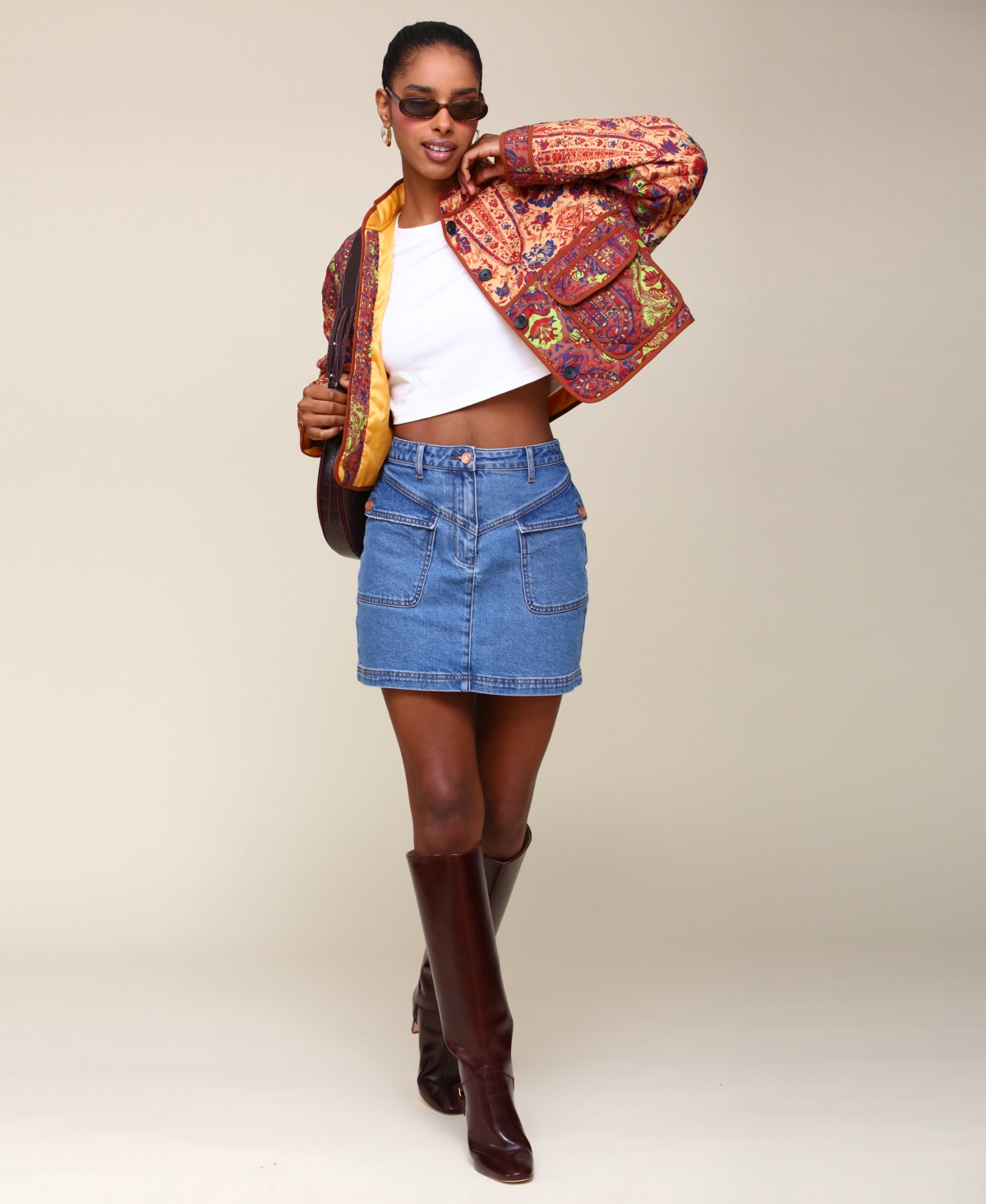 Avec Les Filles Women's Quilted Printed Barn Jacket