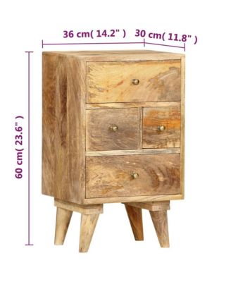 Bedside Cabinet 14.2"x11.8"x23.6" Solid Mango Wood