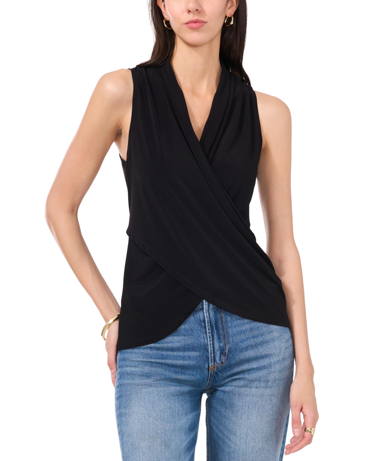 VINCE CAMUTO WOMEN'S CROSSOVER WRAP-FRONT SLEEVELESS TOP 